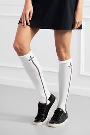 Women's Ruffle Knee Socks White